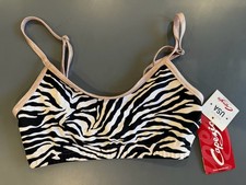 Capezio Bandeau Dance Top Zebra/Pink Sparkle Fabric Adjustable Straps Sz Small
