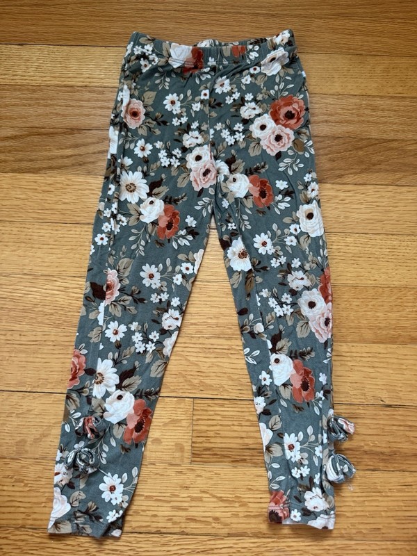 Posh Peanut Girls 3T-4T Floral Green Multicolor Ankle Leggings Pull-On 