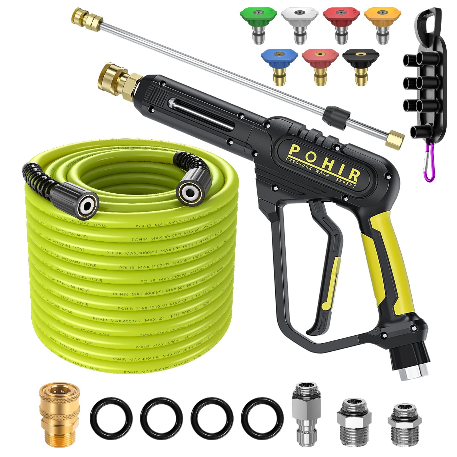 High-Pressure Washer Gun & 50ft Hose 3600 PSI 3/8 Inch Heavy Duty