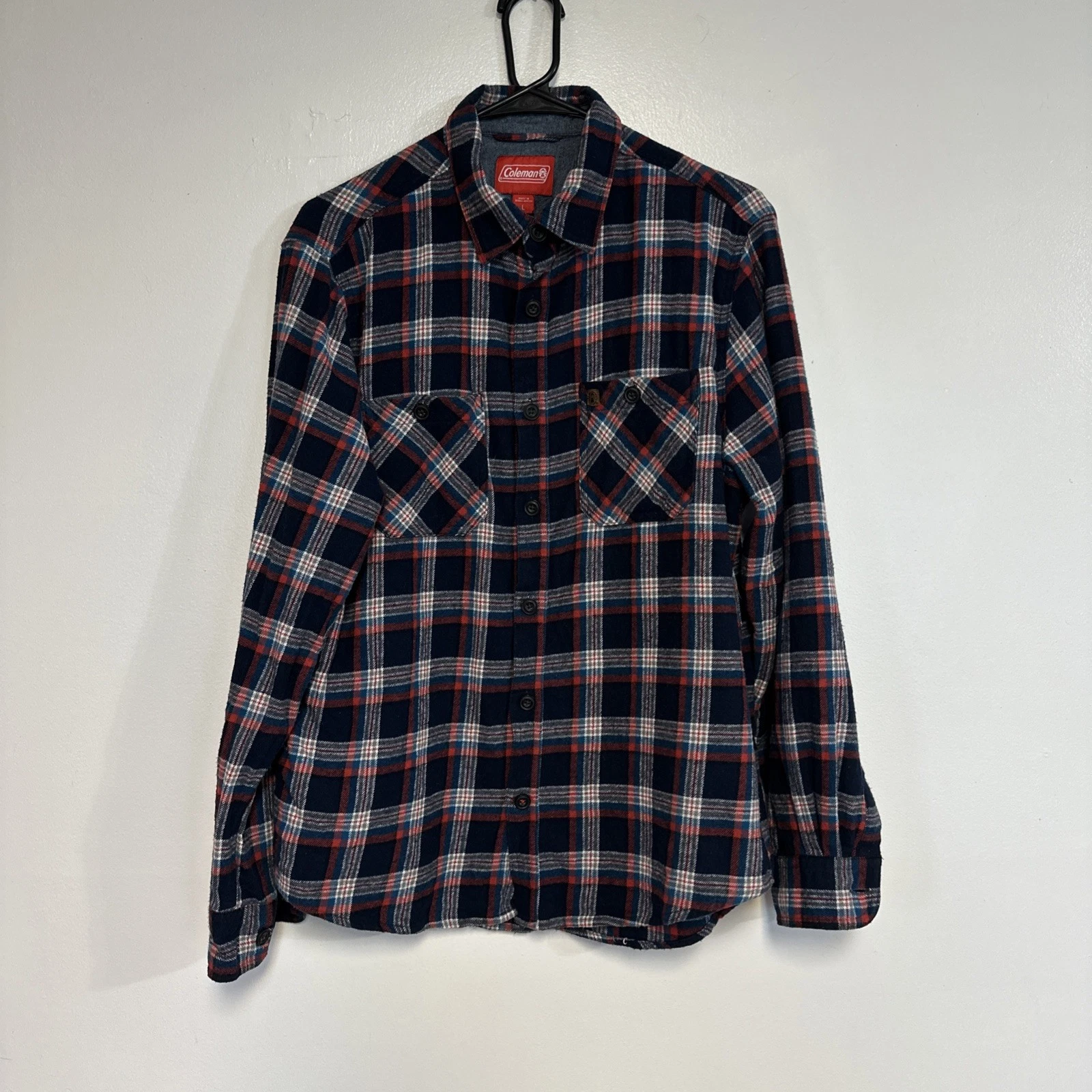 Coleman Men's Plaid Flannel Shirt Size Large Button Front Long Sleeve