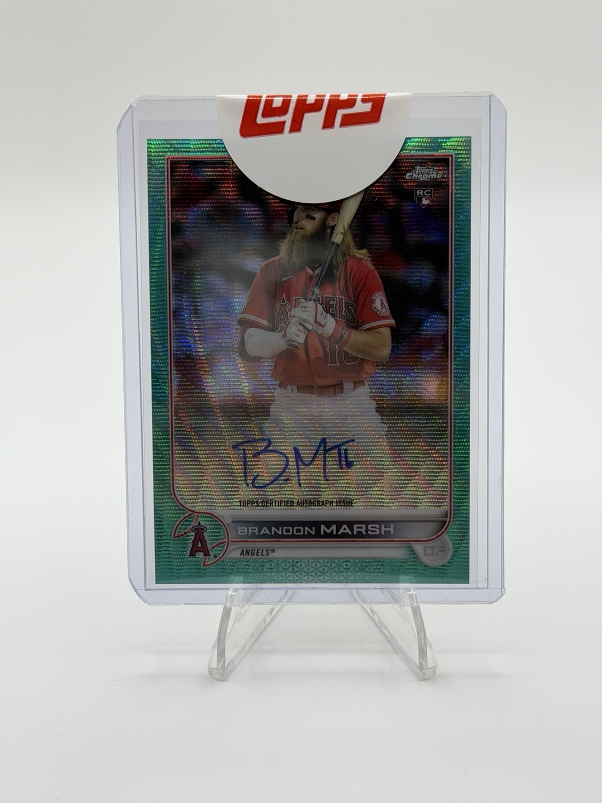 2022 Topps Chrome -  Brandon Marsh #RA-BM Aqua Wave Refractor Auto RC /199