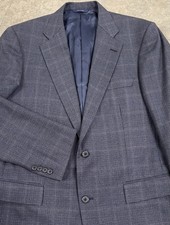 Brooks Brothers Madison Blazer Jacket Sz 40L Check Houndstooth Italian Wool Blue
