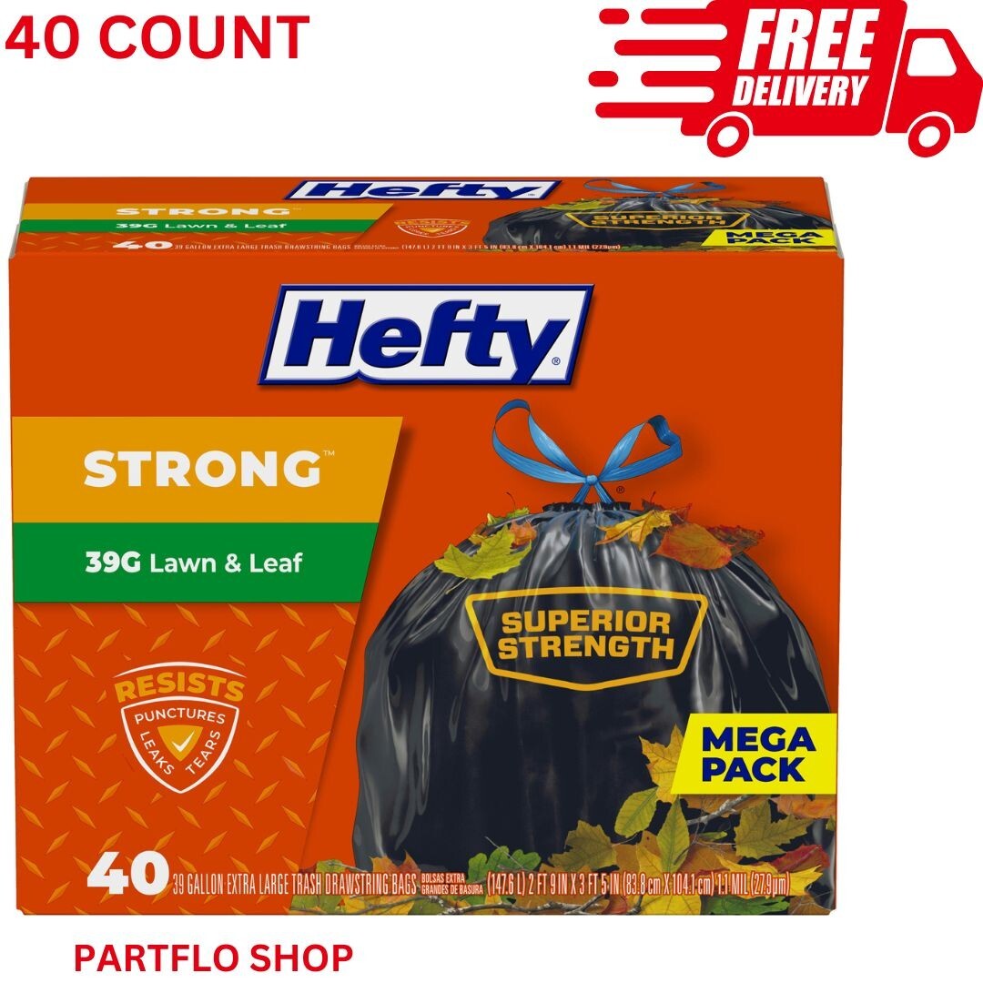 Hefty Strong Lawn & Leaf Trash Bags, 39 Gallon, 40 Count eBay