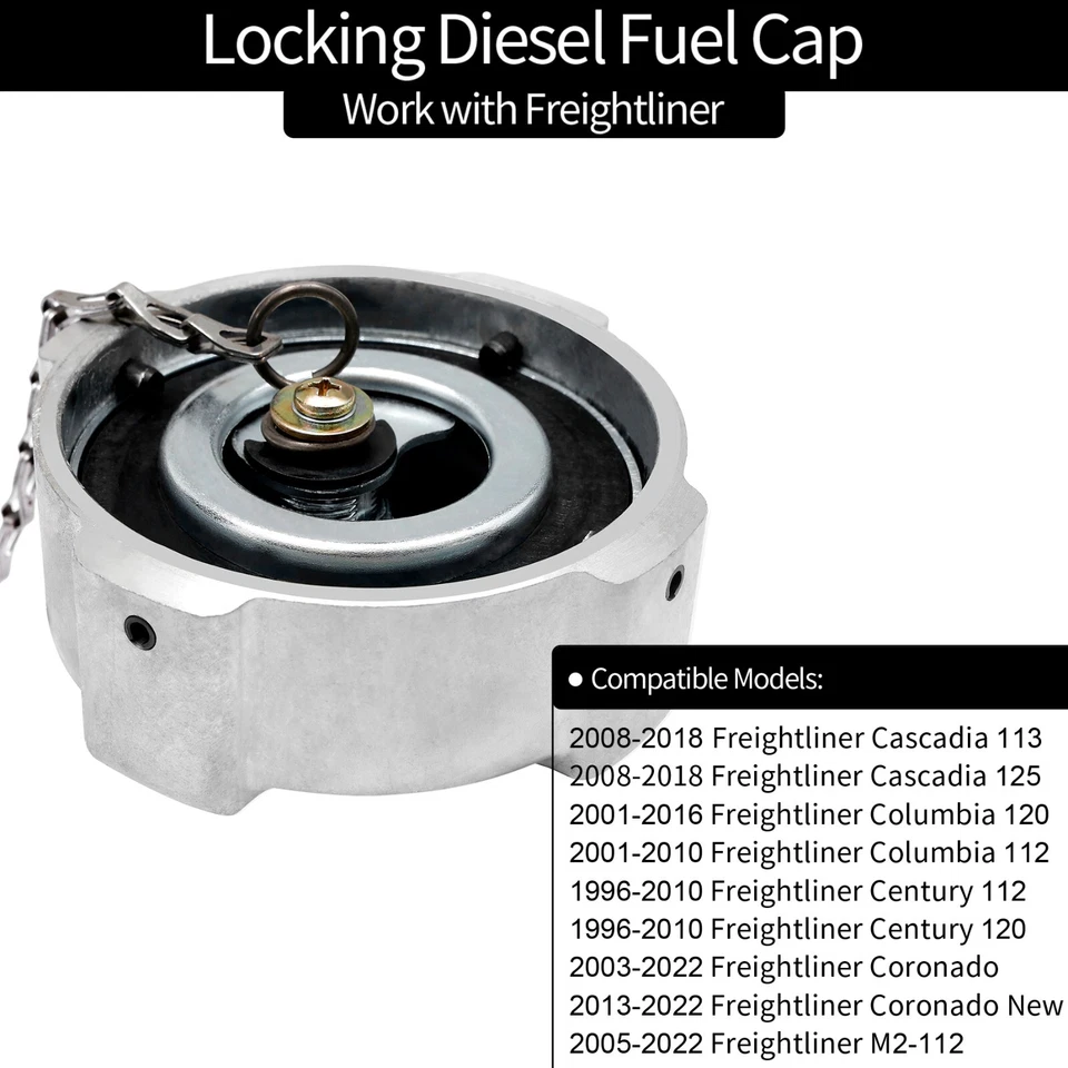 2x Locking Diesel Fuel Cap for 96-18 Freightliner Cascadia Columbia 03-37017-002 - Изображение 3 из 4