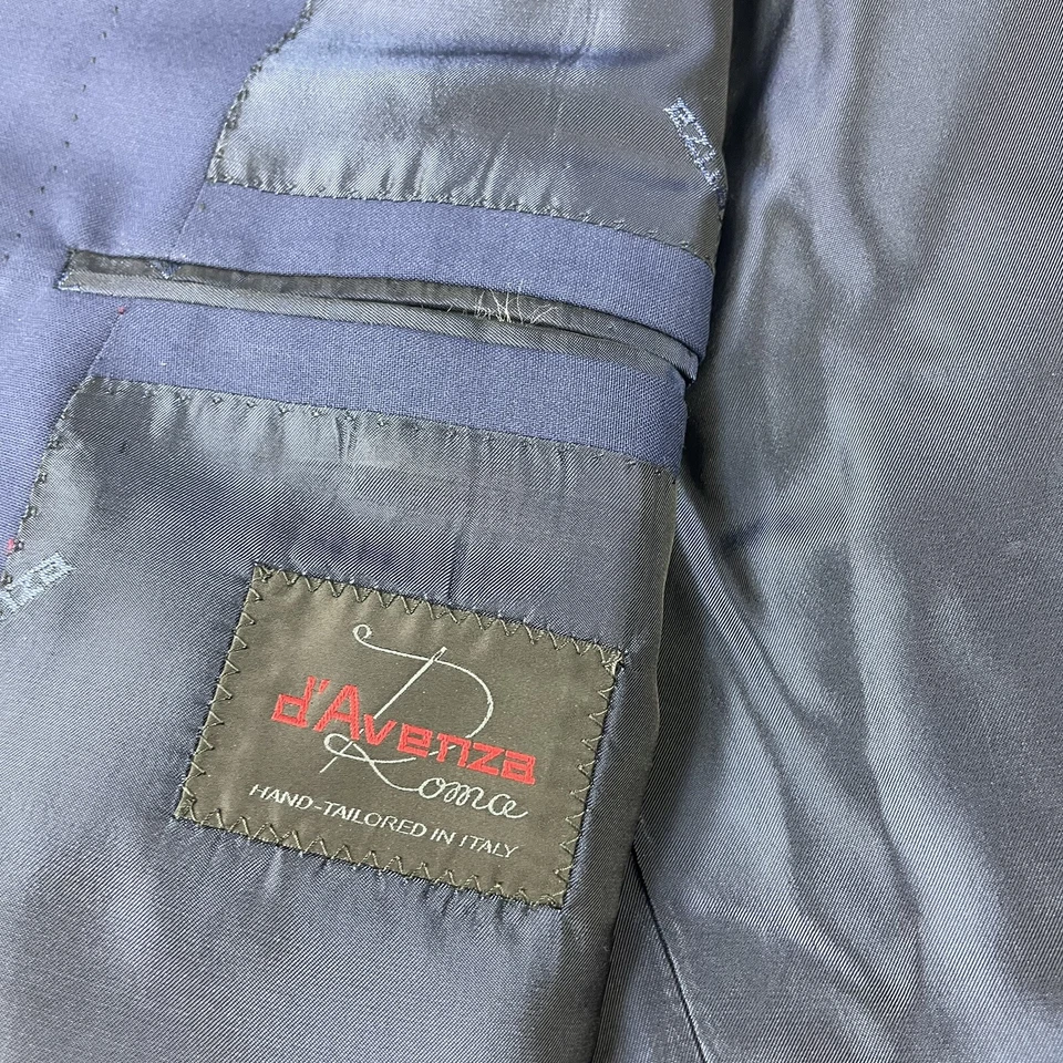 Blazer D'Avenza azul liso pura lana hecho a mano para hombre talla 48R nuevo sin etiquetas Foto 4 de 4