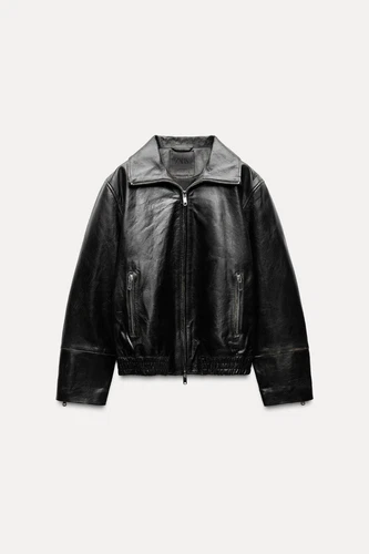 ZARA LEATHER JACKET ZW COLLECTION SIZE M NWT BLACK