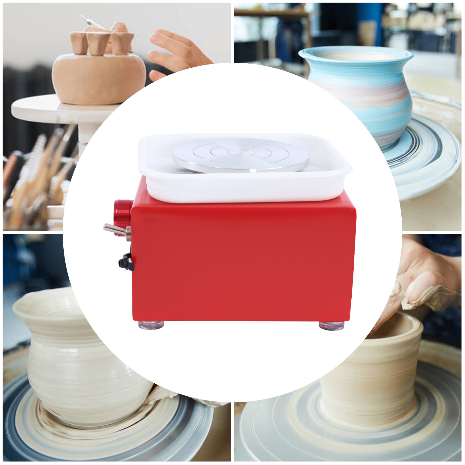 Red Mini Electric Pottery Wheel Ceramic Machine Work Clay Art Tool Craft DIY 24W eBay
