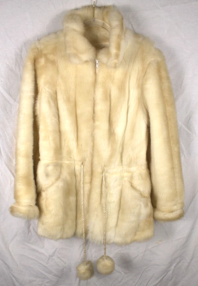 Abrigo Oleg Cassini de piel sintética rubio/marfil abrigo largo de colección elegante piel de visón sintético Foto 2 de 4