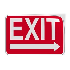 Horizontal Vinyl Stickers Exit Sign Right Arrow Red Background Osha Industrial
