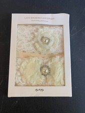 Miss To Mrs Lace Wedding Garter Set Ivory White Bride Bridal Keepsake New In Box