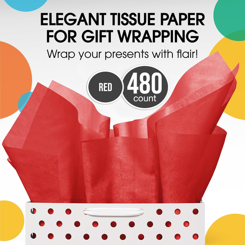 Red Tissue Paper for Gift Bags - 15" X 20" Bulk Tissue Paper Red 480 Sheets - 10 - Picture 4 of 12