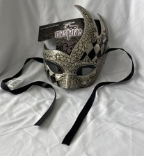 Mardi Gras Gold  Black Jester Masquerade Costume Carnival Dress Up Mask