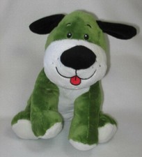 Kellytoy Puppy Dog Stuffed Animal Plush Toy Green White Black Ears 10" 2013