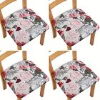 4Pcs Printing Stretch Chair Seat Covers for Dining Room Removable easy-to-clean