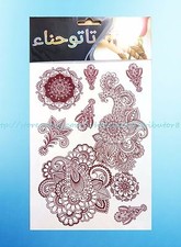 brown henna lace feminine temporary tattoo water transfer waterproof