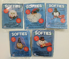 Vintage 1982 Softies Soft Sculpture Faces To Decorate Craft Kits Christmas 5pc