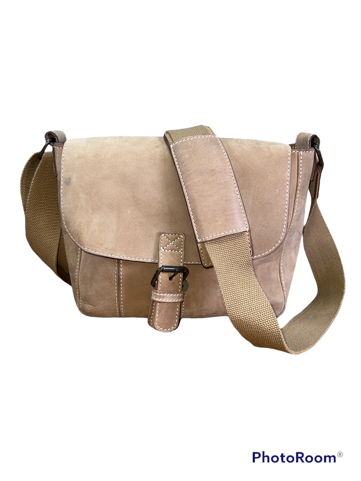 BOB TIMBERLAKE Crossbody Bag Beige Suede Leather Trav… Gem