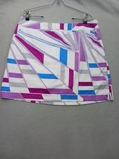 Adidas Womens Golf Skirt 10 White Purple Blue ClimaCool Geometric Athletic