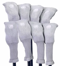 Majek All Hybrid Golf Club Silver Neoprene Acrylic Headcover Set (3-PW)