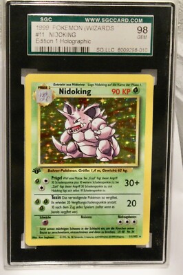 1999 Pokemon Base Set 1st Edition Shadowless Holo Nidoking #11 SGC 98 GEM |  eBay