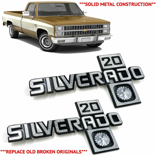 19811987 Chevy Truck Fender Emblem Silverado 20 Pair Squarebody C20