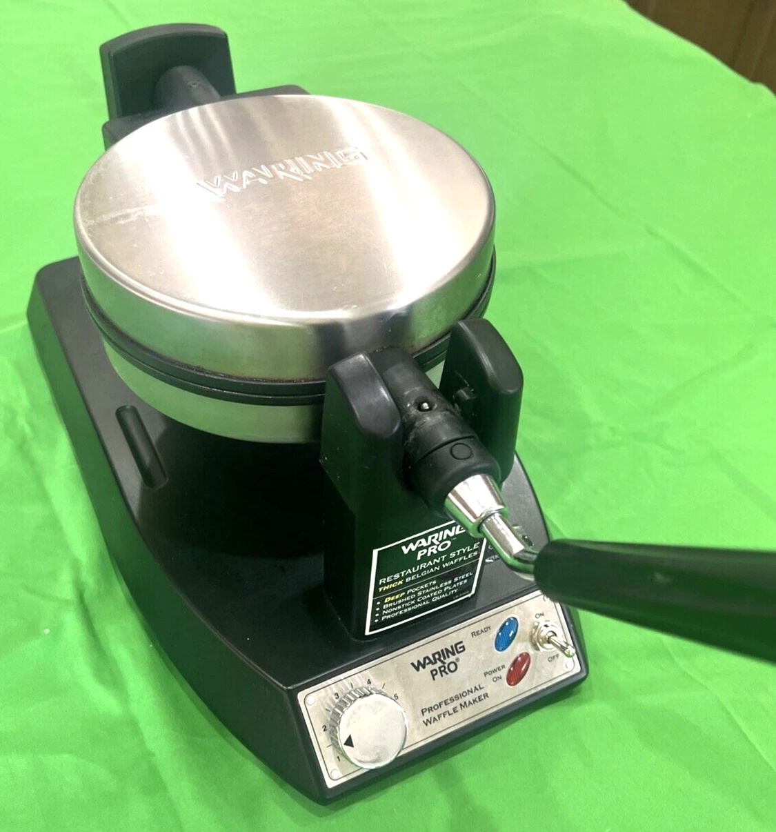 Waring Pro WWM200PC Thick Belgian Stainless/Black Waffle Maker Restaurant Style