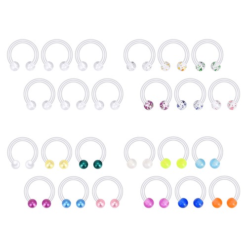 10-120Pcs Acrylic Clear Nose Ring Horseshoe Hoop Lip Eyebrow Studs Retainer 16G - Picture 5 of 12