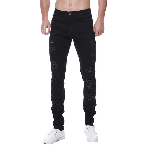 Herren Ripped Jeans Stretch Distressed Destroyed Tapered Leg Skinny Hose - Bild 3 von 51