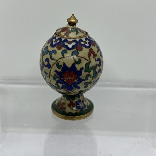 Cloisonné Decorative Miniature Lidded Footed Ginger Jar - Picture 4 of 9