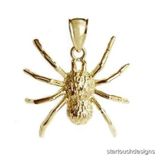 New 14k Yellow Gold Spider Pendant 