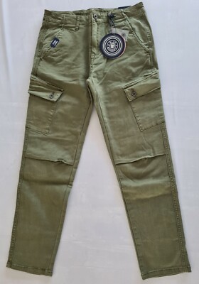 BLUE MONKEY JEANS B - WARE  BLAU  KHAKI  SKINNY  CARGO UMSCHLAG PERLEN MOM FIT