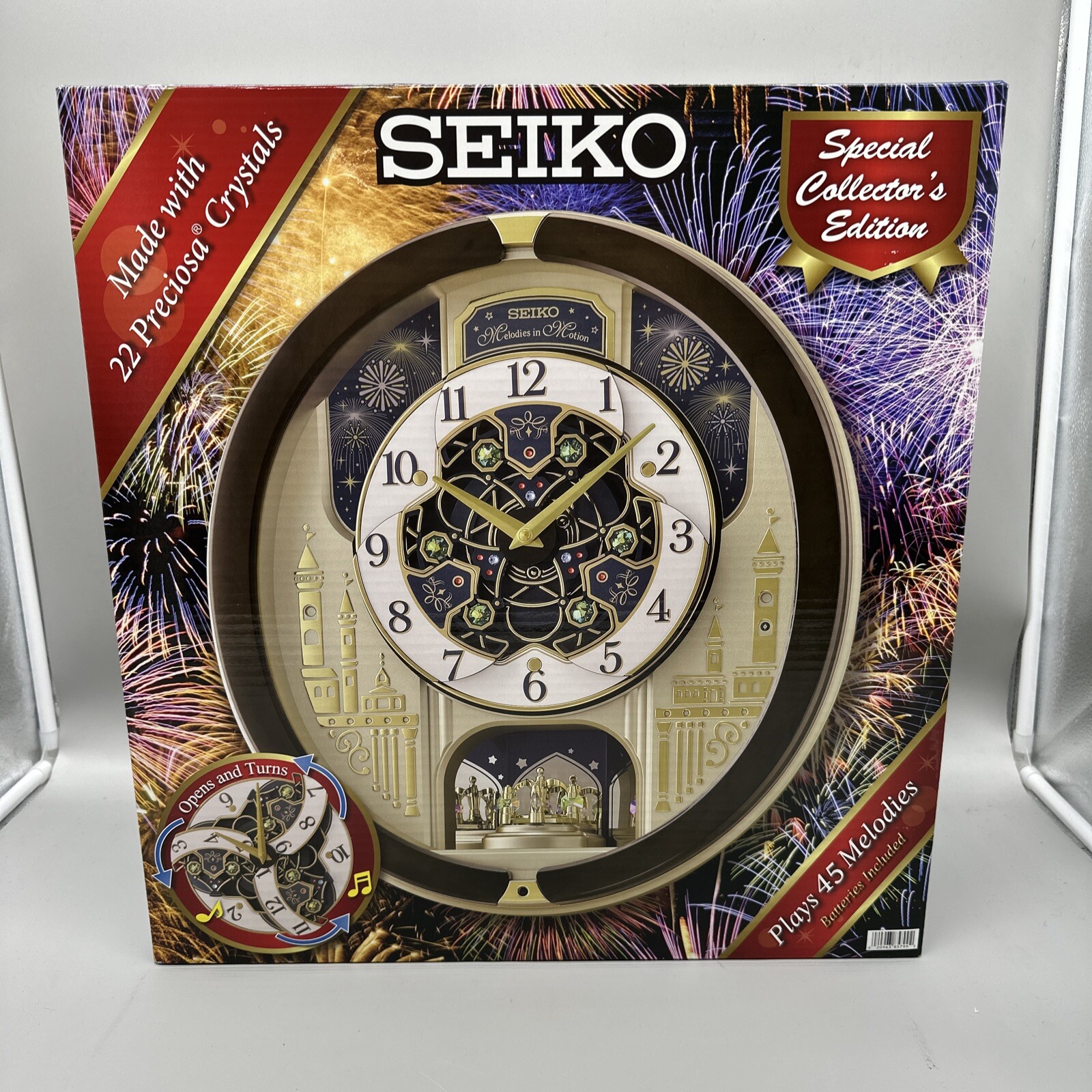 New 2023 Seiko Melodies in Motion Animated Musical Wall Clock Plays 45