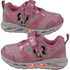 Minnie shoes for girls sneakers with LED light without laces Pink Size 7 14cm 