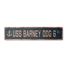 USS BARNEY DDG 6 Vintage Street Sign us navy ship veteran sailor rustic gift