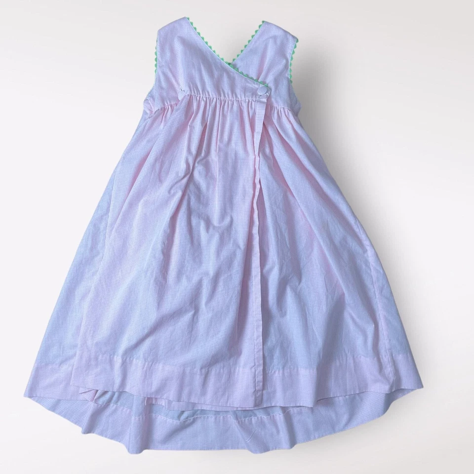 Amanda Remembered Pink Gingham Smocked Hula Frogs Wrap Dress Size 6 - Image 3 of 4