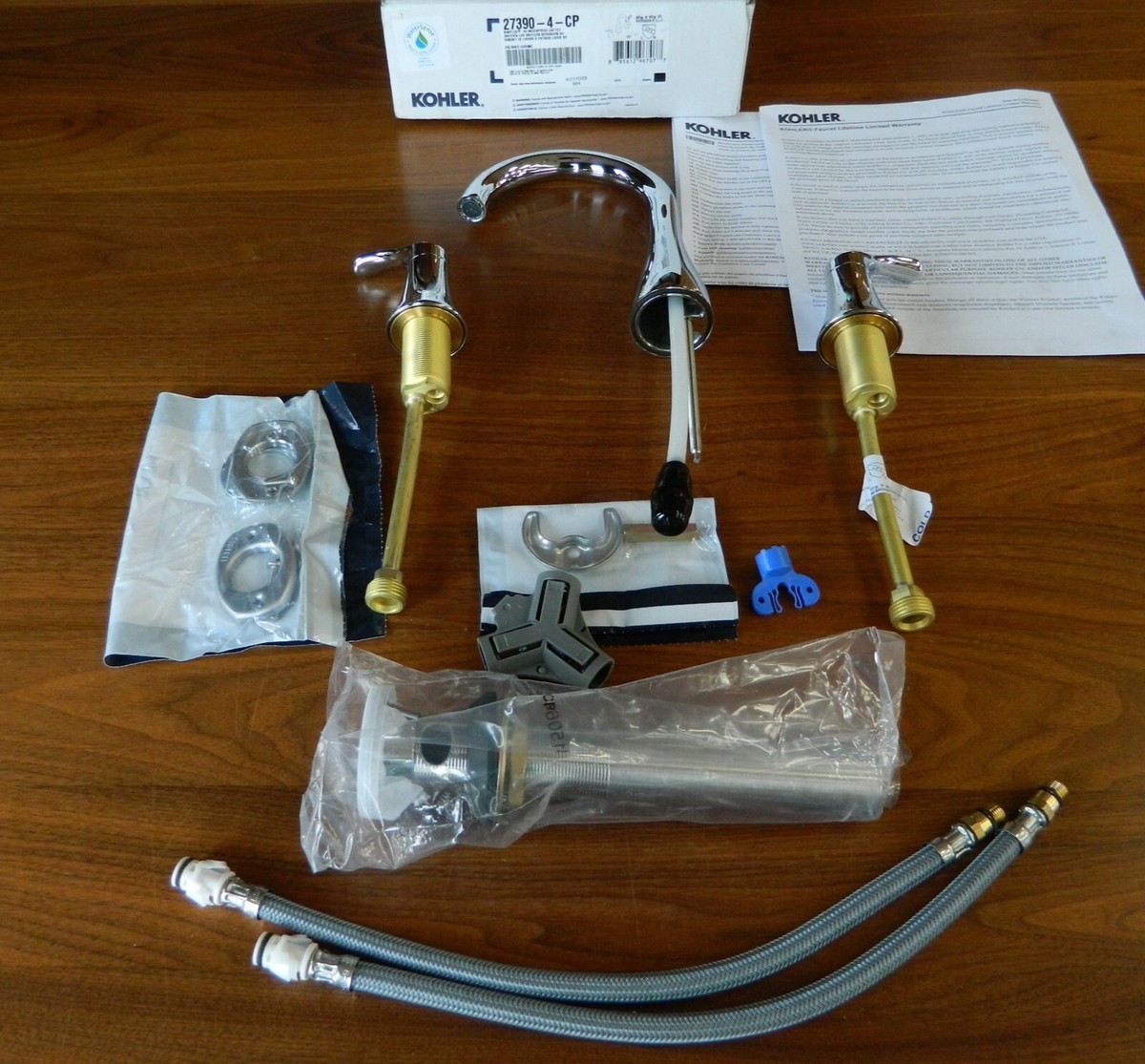 Kohler Simplice Waschbecken-Wasserhahn, Mattschwarz – 1,2 GPM, Zwei Griffe, Klicker-Ablauf, 13 Cm Auslaufhöhe