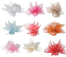 50 SACCHETTI P/CONFETTI BOMBONIERE VELO RETE XL VARI COLORI MATRIMONIO COMUNIONE