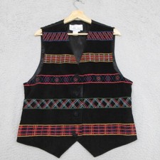 Vintage Erez Levy Vest Women L Black Suede Leather Bohemian Bohemianstyle Hippie