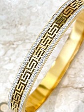 18k  Gold Greek Key Bangle Bracelet Ancient Greece Jewelry