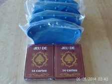 LOT DE 2 JEUX DE 54 CARTES-XL- 14,5 CM / 10,5 CM-NEUF + 4 PORTES  CARTES -TBE