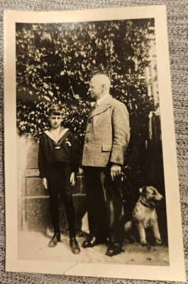 Man Mr Boy, With Dog On Roadside 1937 (9.5x6) Original Photo
