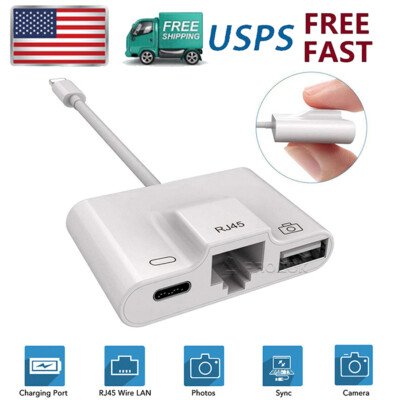 For iPhone iPad to Camera Ethernet Adapter in USB Rj45 Ethernet LAN  Adapter