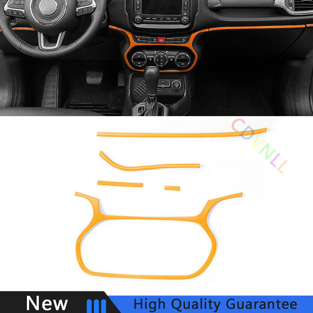 For Jeep Renegade 2015-2017 Bright Orange Central Console Instrument Strip Trim