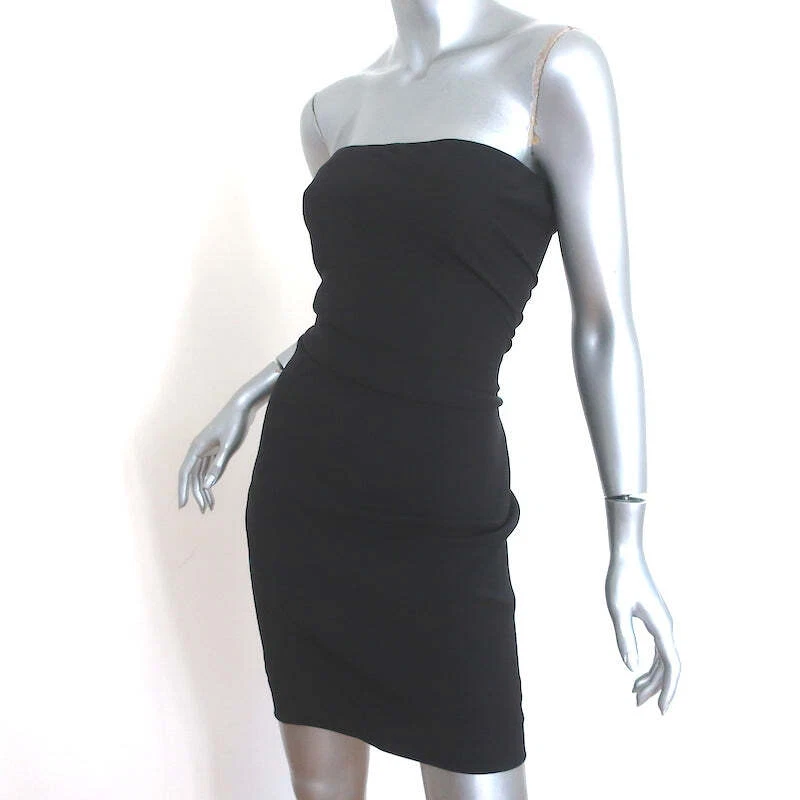Mini Vestido Donna Karan Sin Tirantes Negro Elástico Seda Talla US 4 Foto 3 de 4