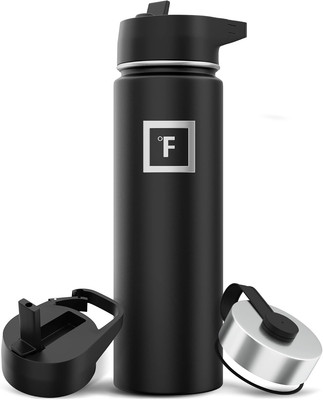 IRON °FLASK Camping & Hiking Hydration Flask with 3 Lids - Stainless Steel, Doub