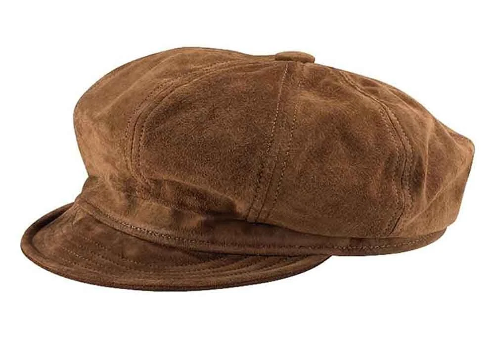 New York Hat Co., Genuine Suede Leather Spitfire Cap, Made in USA, Style#9260