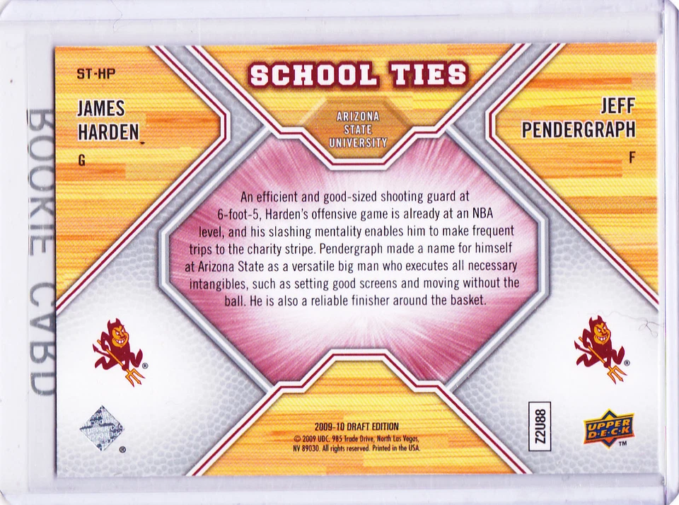 JAMES HARDEN Arizona State ROOKIE CARD Sun Devils NCAA College DRAFT RC Rockets! - Image 2 of 2