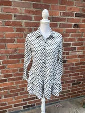 Tulip Cotton Button Down Flared Trapeze Hem Lagenlook Tunic Size XS