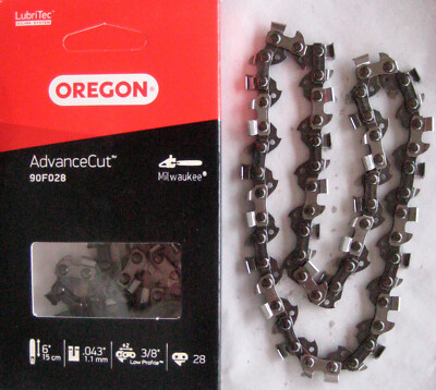 2er-Pack OREGON Sägekette 3/8'' - 1,1mm - 28Tg. für MILWAUKEE M12FHS Akku Astsäge