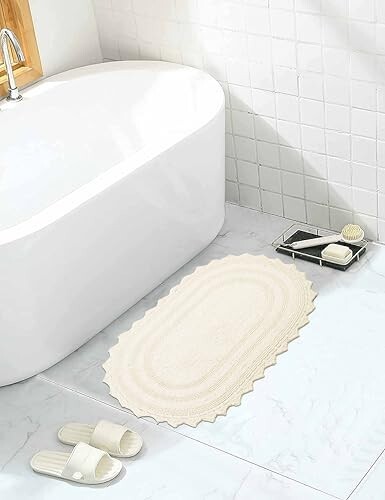 Royal Blaze Bath Mat Crochet Reversible Washable Plush Rug - Oval Medium 21"x34" - Picture 12 of 44